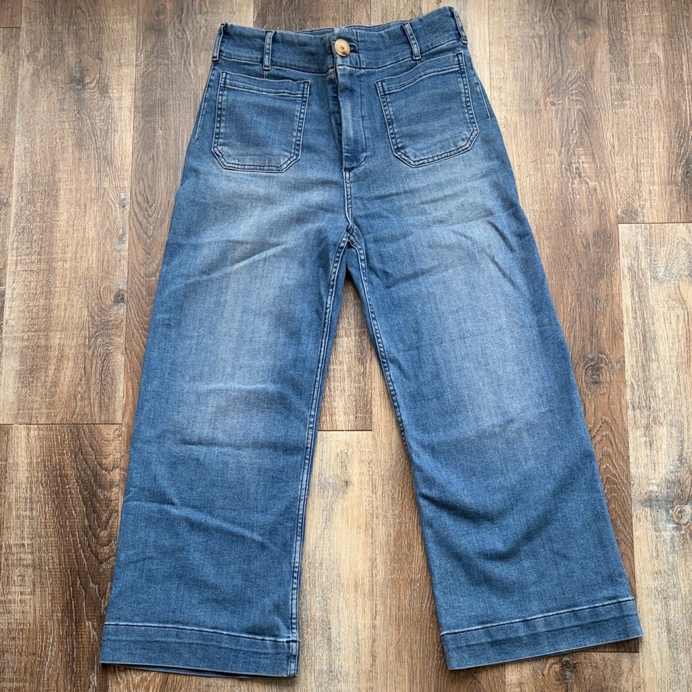 Maeve Colette cropped wide leg high rise jeans